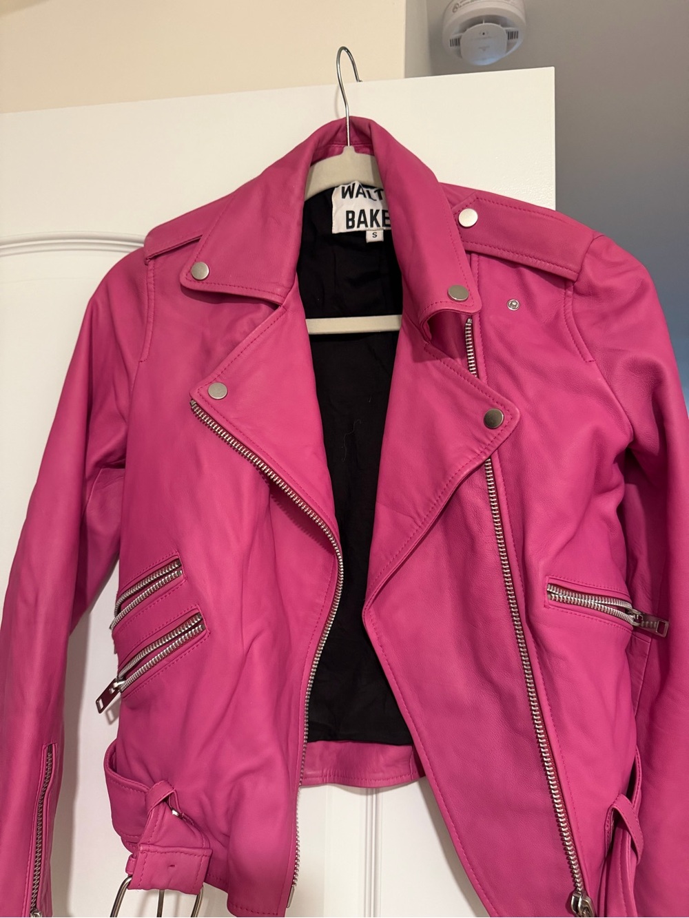 Walter Baker Hot Pink Leather Moto Jacket